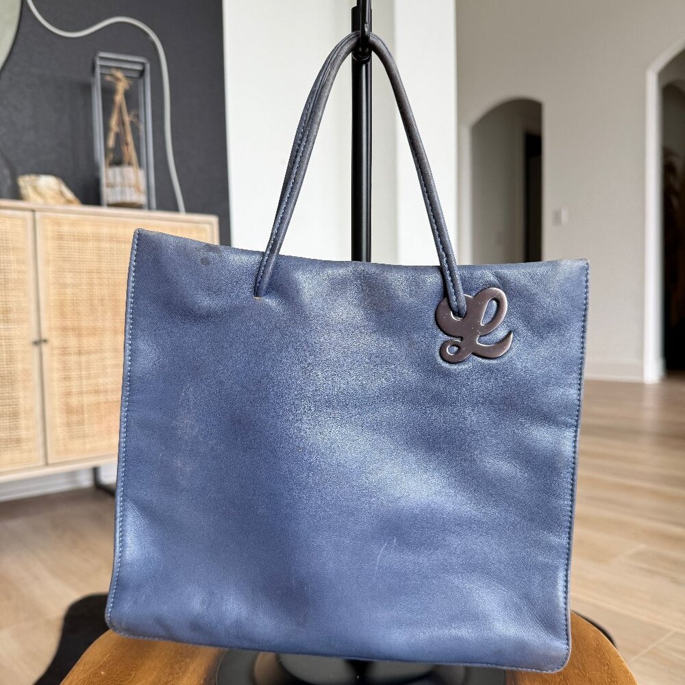 Loewe Blue Leather Tote Bag